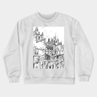 SKETCH OF BUILD8NGS ON LIMEHOUSE REACH RIVER THAMES Crewneck Sweatshirt